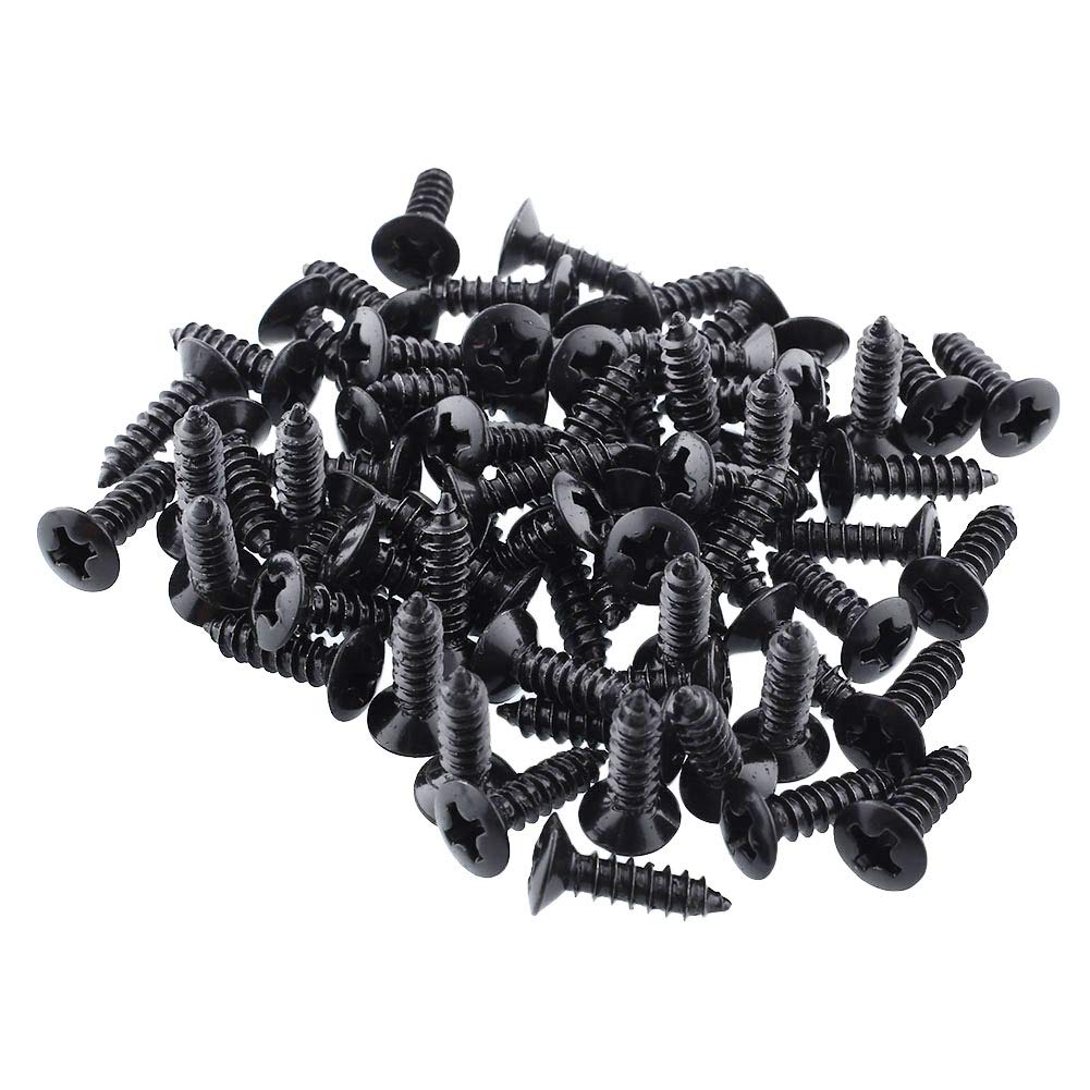 RuiLing Pack of 50 Black Electric Guitar Pickguard Backplates Mounting Screws, Electric Guitar Bass Cover Plate Screw for ST TL LP SG Guitar Parts