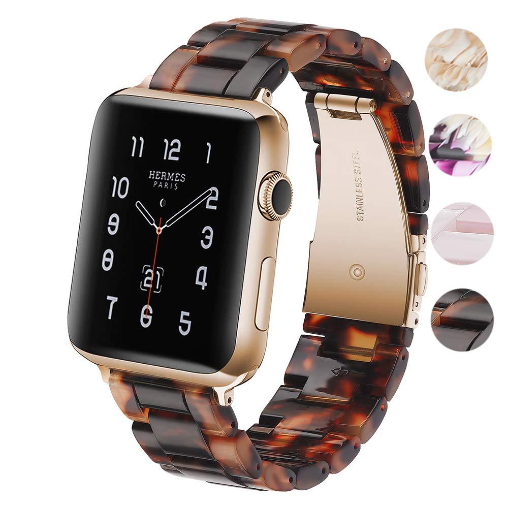 Fwheel Resin Watch Band Compatible with Apple Watch Band 38mm&40mm, Fashion Lightweight Resin Band with Stainless Steel Rose Gold Buckle Compatible with iWatch Series4 3 2 1 Edition Sport
