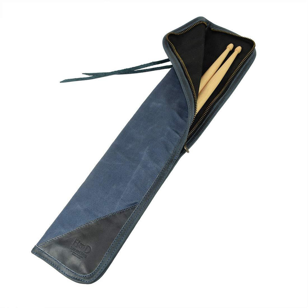 Hide & Drink, Waxed Canvas Drumstick Bag/Drummer Stick Bag Holder/Musician's Essentials Handmade :: Blue Mar