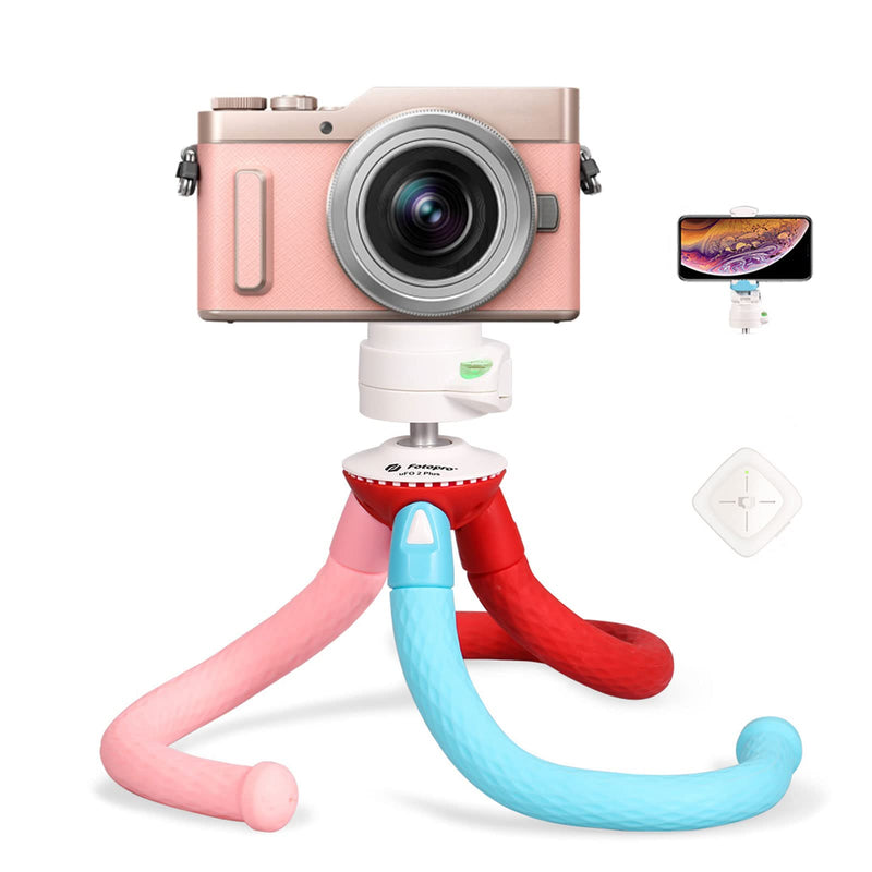 [AUSTRALIA] - Fotopro Flexible Phone Tripod, Camera Tripod with Bluetooth Remote for iPhone Xs Max, Samsung Galaxy S9, Huawei P20 Pro, Camera Stand for Mirrorless DSLR Sony Nikon Canon/Tricolor 