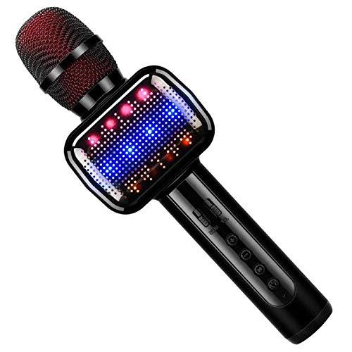 [AUSTRALIA] - Leeron Karaoke Microphone, Microphone for Kids Wireless Bluetooth Portable Handheld Karaoke Machine for Party Home Birthday Christmas Gifts and Toys for Boys Girls Age 12 15(Black) Black 