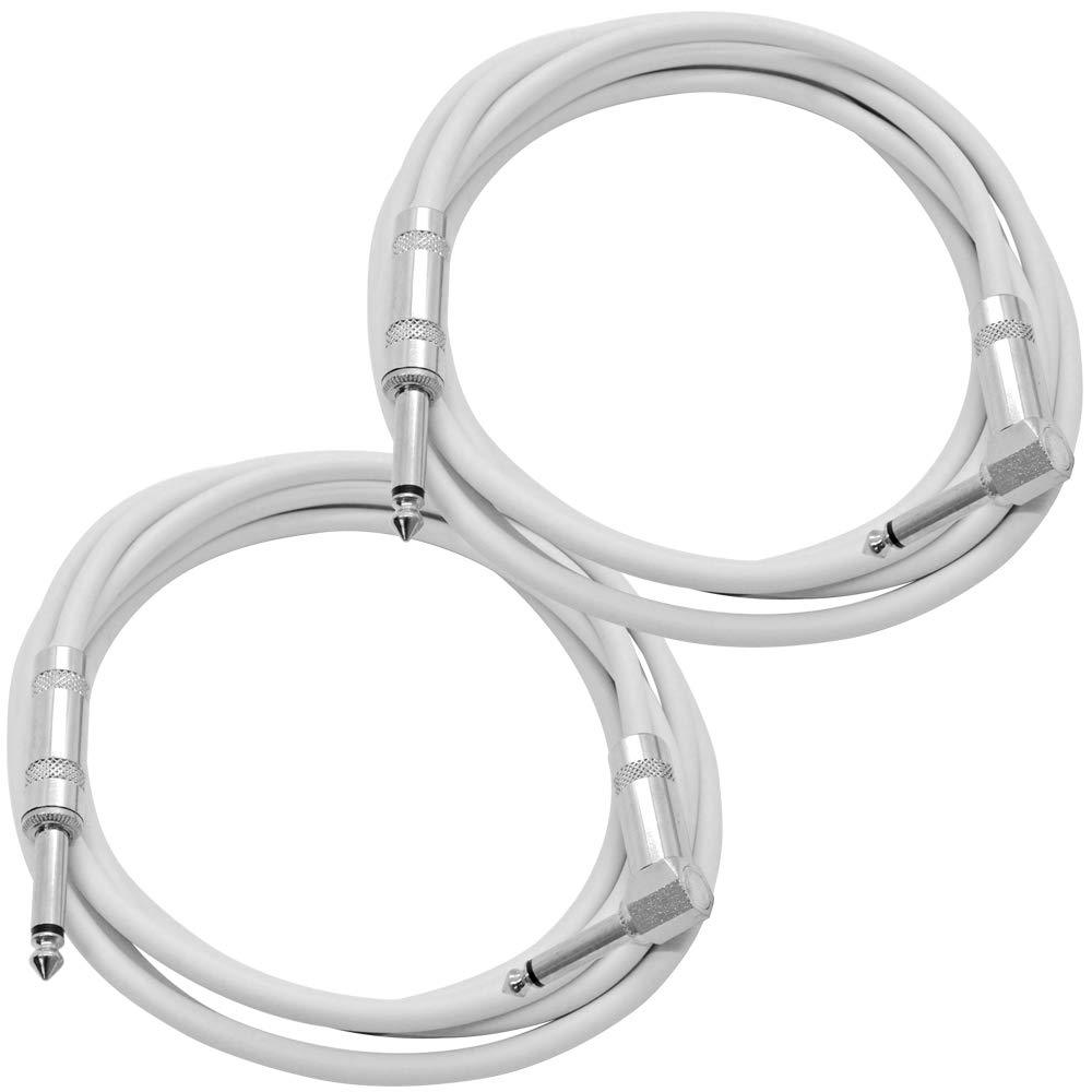 [AUSTRALIA] - Seismic Audio - SAGC10R-White-2Pack - 2 Pack of 10 Foot White 1/4 Inch TS Right Angle to Straight Guitar Cables 10' Instrument 1/4" Guitar Cords 