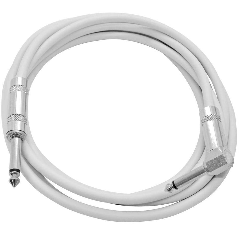 [AUSTRALIA] - Seismic Audio - SAGC10R-White - 10 Foot White 1/4 Inch TS Right Angle to Straight Guitar Cable 10' Instrument 1/4" Guitar Cord 