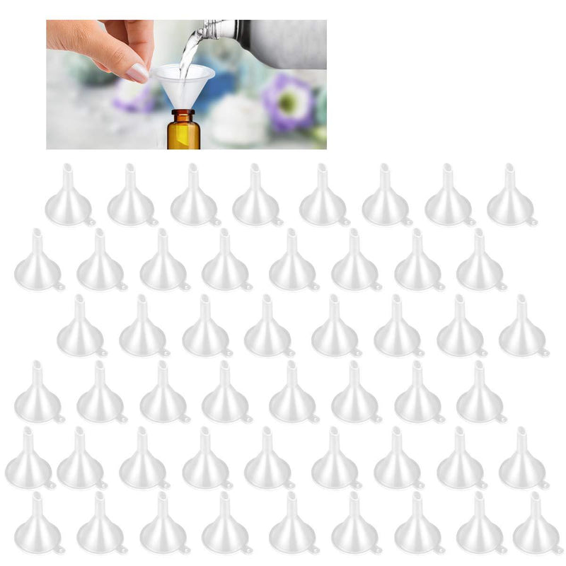 50 Pcs Mini Funnel TailaiMei Clear Plastic Funnels for Perfume Fragrance Essential Oils, Lab Bottles, Sand Art, Spices and Recreational Activities.
