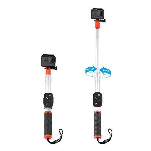 TELESIN Telescopic Waterproof Selfie Stick- for Gopro Hero 2018 Hero 7 Hero 6 5 4 3+ 5 Black Session, Fusion, Compact Action Camera Pole Monopod 14" to 24" with Cradle for Remote