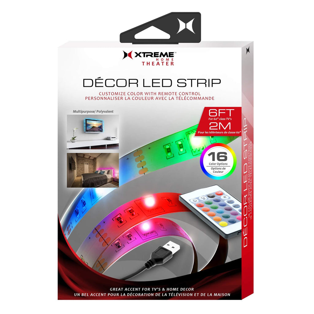 [AUSTRALIA] - Xtreme USB Powered Water-Resistant LED Light Strip with 16 Unique Colors, 4 Color Changing Modes, Preinstalled Adhesive Back and Included IR Remote – 6ft Water Resistant 