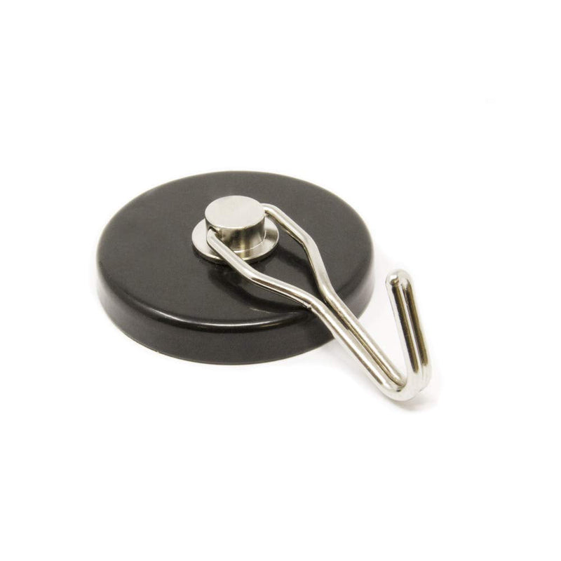 Magnet Expert Ø52mm [Ø2.05"] Rubber Coated Ferrite Pot, Swivel Hook, Black, 1pc