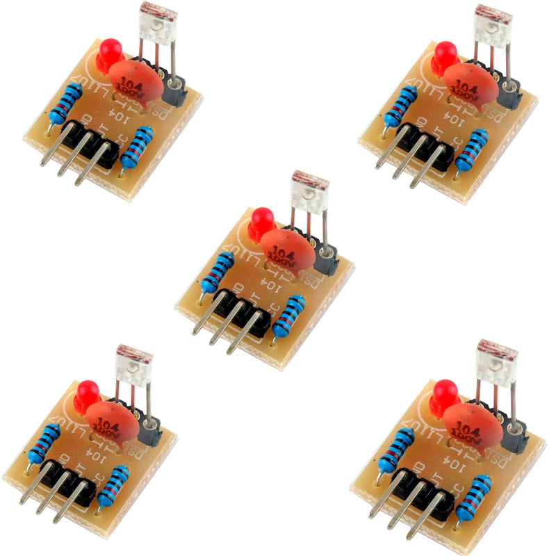 5V Laser Receiver Sensor Detection Module Non-Modulator Tube for Arduino Geekstory(Pack of 5)