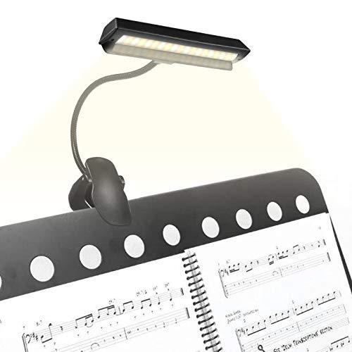 Music Stand Light 19 LED,Rechargeable Clip On Book Light,3 Levels of Brightness Adjustable Neck Reading Light USB Desk Lamp Full Charged for 11-Hour Using for Piano, Travel, Desk and Bed Headboard