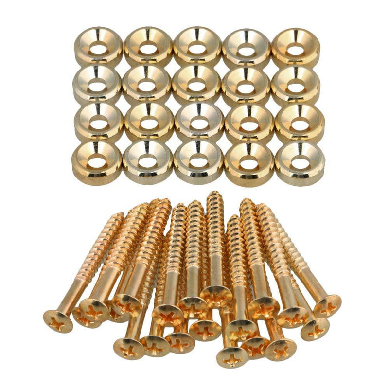 lovermusic Lovermusic Guitar Neck Joint Ferrules Bushing with Screws Gold Pack of 20