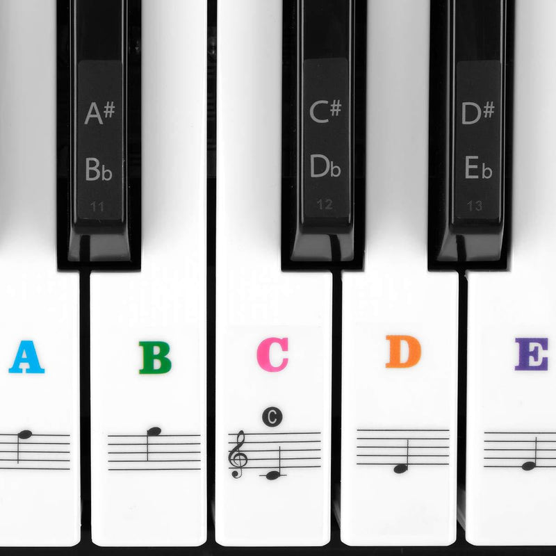 Piano Stickers for Keys, Eison Colorful Piano Keyboard Stickers for 88/61/54/49/37 Full Set Black and White Key Stickers Removable for Kids Learning Piano, Leaves No Residue, Kids Gift -Multi-Color