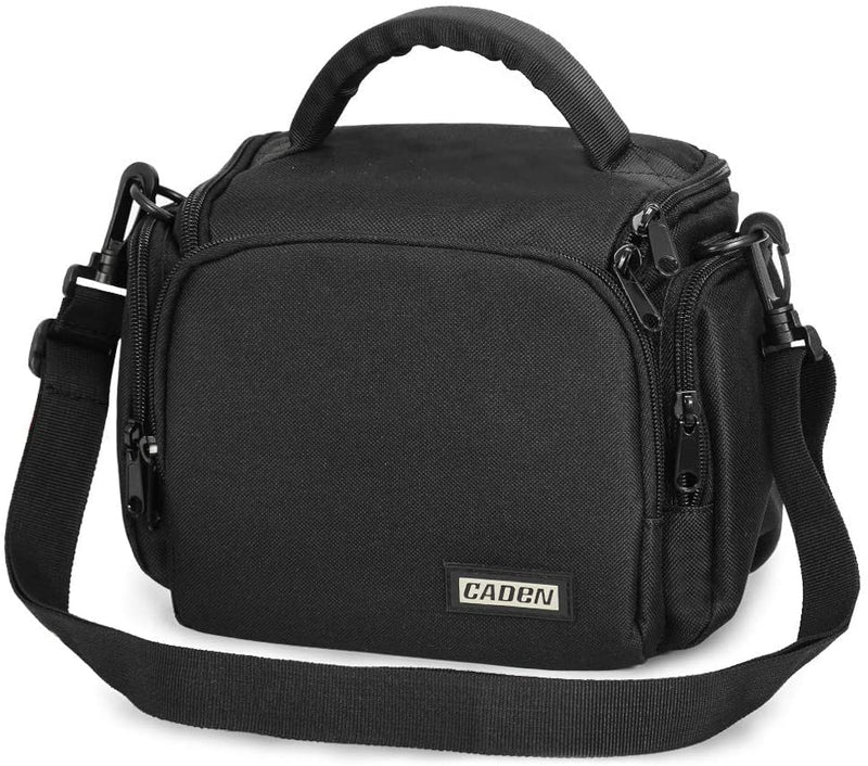 CADeN Compact Camera Shoulder Crossbody Bag Case Compatible for Nikon, Canon, Sony SLR/DSLR Mirrorless Cameras and Lenses Waterproof Black Small