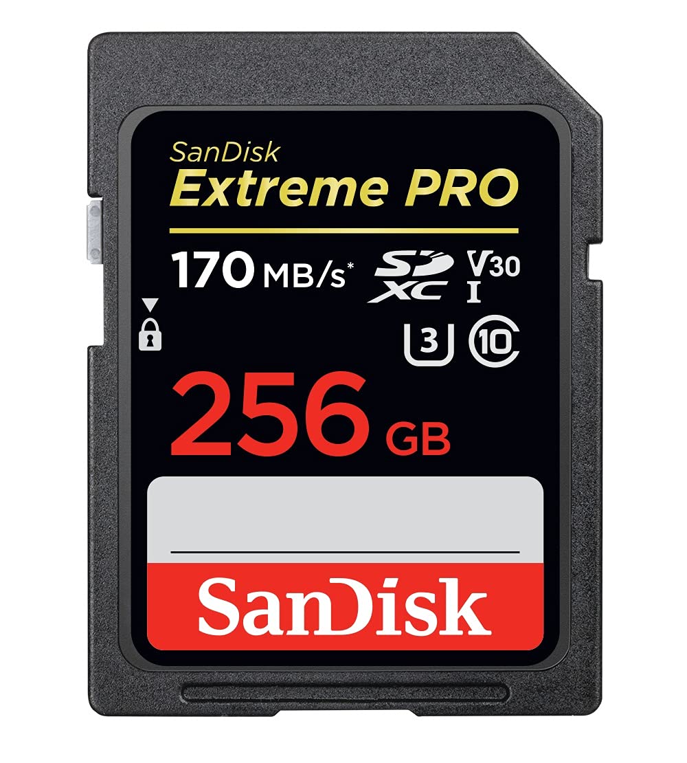 SanDisk 256GB Extreme PRO SDXC UHS-I Card - C10, U3, V30, 4K UHD, SD Card - SDSDXXY-256G-GN4IN Card Only