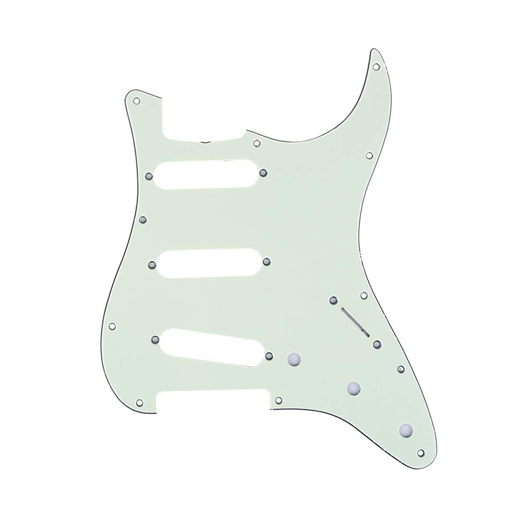 Musiclily Pro 11-Hole 62 Vintage Style SSS Strat Guitar Pickguard for American Stratocaster 62, 3Ply Mint Green