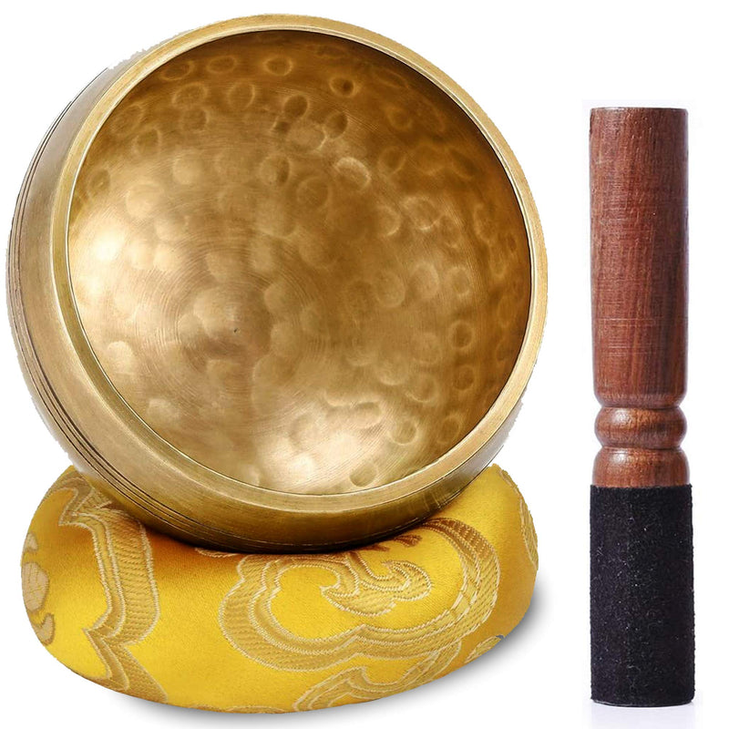 Tibetan Singing Bowl for Meditation - HandCrafted Antique Tibetan Singing Bowl Set - Great for Meditation, Healing Relaxation Therapy, Stress & Anxiety Relief, Chakra Healing (3.5 Inch) (Hammered)