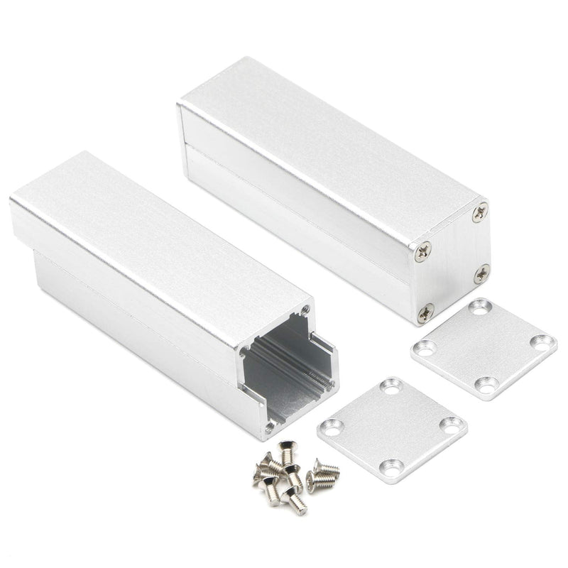 JIUWU 2pcs Silver Surface Drawing Process Split Aluminum Enclosure Electronic Project Box Case for PCB Instrument Amplifier DIY, 25x25x80mm (WHL)