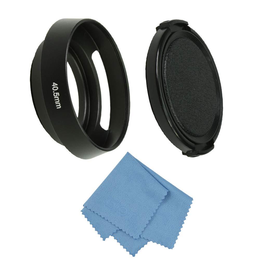 SIOTI Camera Standard Hollow Vented Metal Lens Hood with Cleaning Cloth and Lens Cap Compatible with Leica/Fuji/Nikon/Canon/Samsung Standard Thread Lens 40.5mm Standard Vented