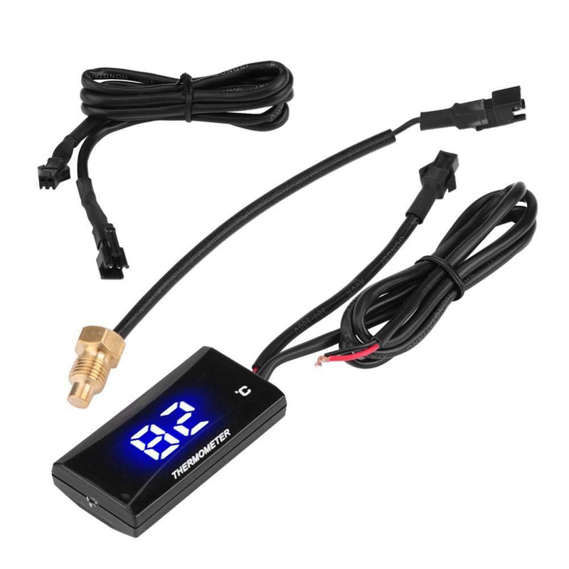 Acouto Motorcycle Digital Thermometer Instrument Water Temperature Meter Gauge Ultru Thin Universal LED Motorcycle Digital Coolant Temperature Gauge Kit DC 12V Blue Light