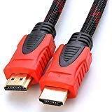 CableVantage HDMI Cable V1.4 Ultra-High Speed Supports Ethernet Audio Return (ARC), Bandwidth up to 18Gbps, 3D HD 1080p Ready, Braided Nylon Cable Cord Gold Plated Red (50 Feet) 50 Feet
