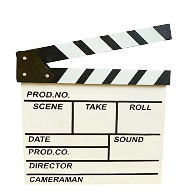 BERON Professional Vintage TV Movie Film Clap Board Slate Cut Prop Director Clapper (White) White