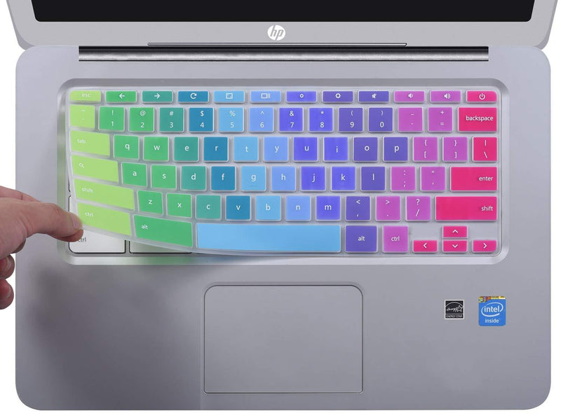 CaseBuy Colorful Ultra Thin Keyboard Cover for HP 14 inch Chromebook/HP Chromebook 14-db Series/HP Chromebook 14-ca Series/HP Chromebook 14-ak Series/HP Chromebook 14 G2 G3 G4 G5, Rainbow