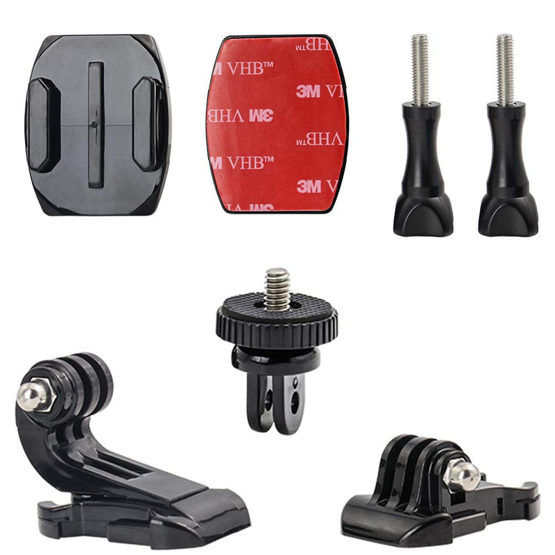 [AUSTRALIA] - Woleyi Action Camera Accessories, Adhesived Curved & Flat Mounts with Buckle, 1/4 Screw Thread with Thumb Screw, Compatible with Gopro Mounts and All Cameras 