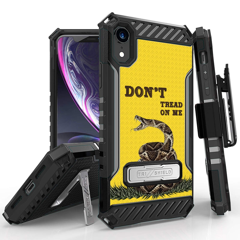 Beyond Cell TRISHIELD Series Rugged Cover with + [Belt Clip Holster] + [Built in Kickstand] Compatible with iPhone XR 6.1- Don't Thread ON ME Flag Flag