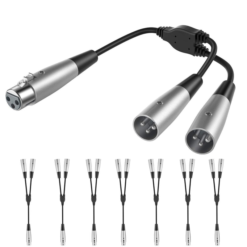 [AUSTRALIA] - Moukey 6 Inch XLR Cable, 3 Pin Female to Dual Male Y Splitter Cord, Balanced XLR Microphone Cable, 8 Pack 