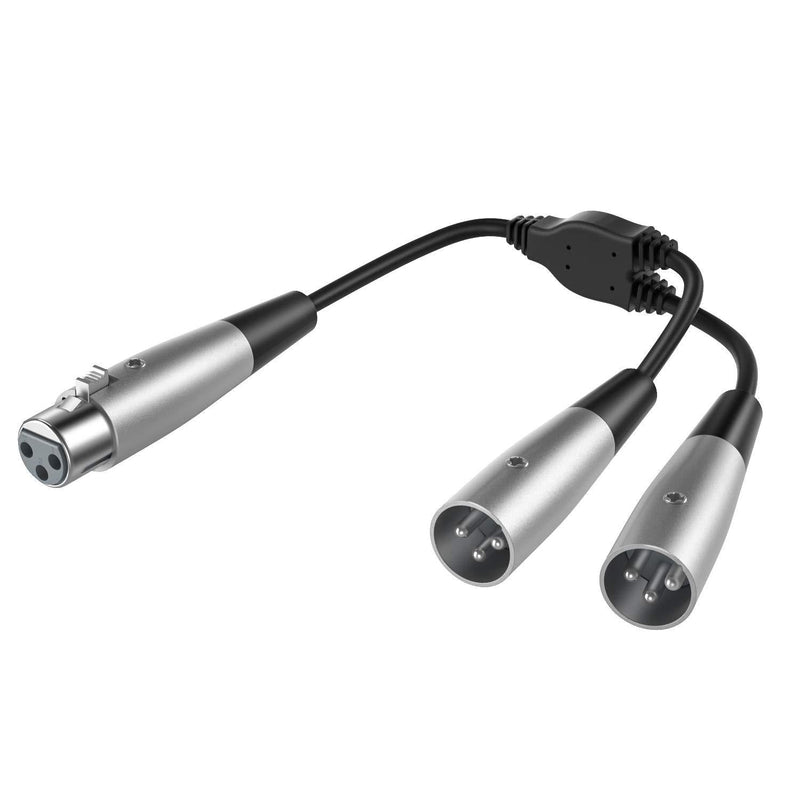 [AUSTRALIA] - Moukey 6 Inch XLR Cable, 3 Pin Female to Dual Male Y Splitter Cord, Balanced XLR Microphone Cable, 1 Pack 