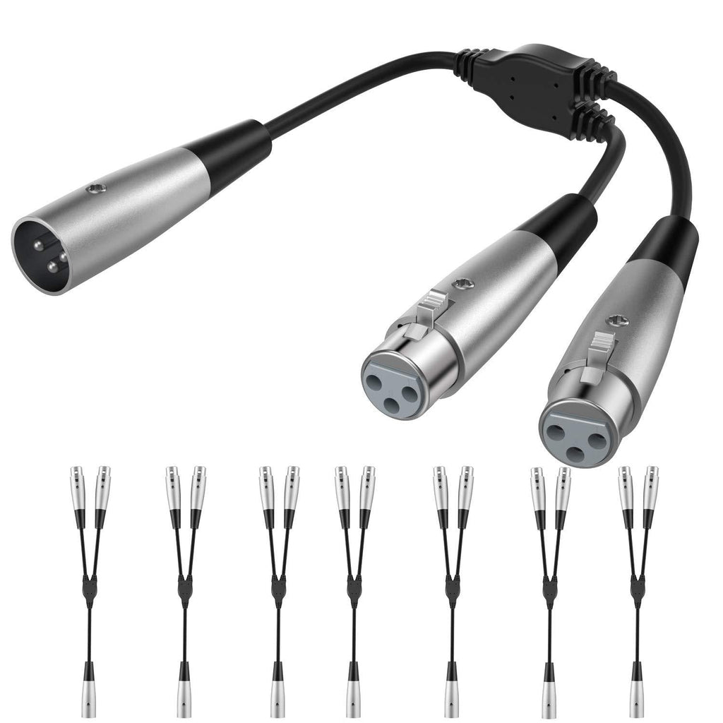 [AUSTRALIA] - Moukey 6 Inch XLR Cable, 3 Pin Dual Female to Male Y Splitter Cord, Balanced XLR Microphone Cable, 8 Pack 