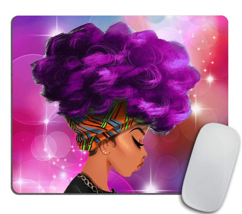 Gaming Mouse Pad Custom Design,African Women with Purple Hair Hairstyle Mouse pad 9.5 X 7.9 Inch (240mmX200mmX3mm)