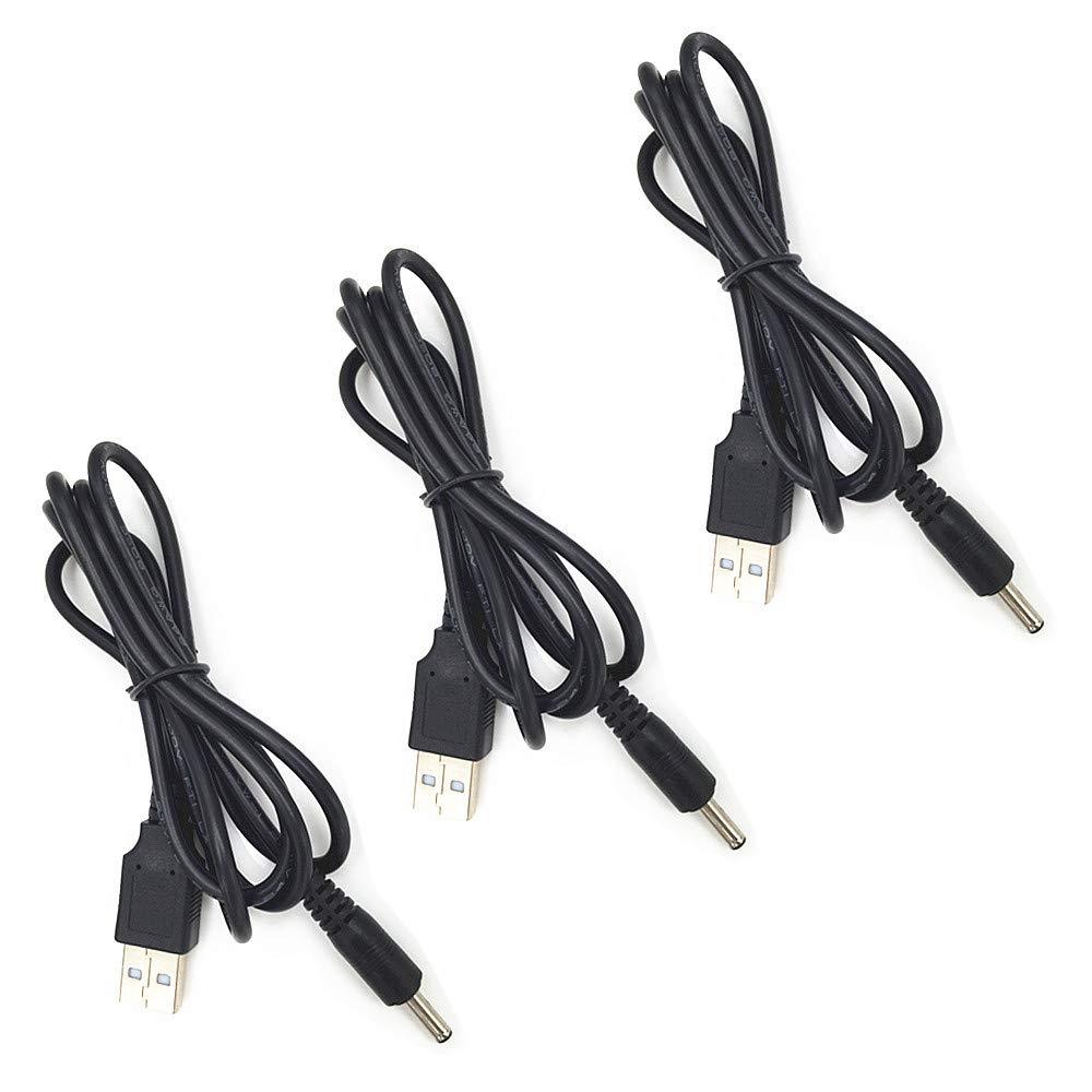 DZYDZR 3pcs Extension Cable USB to DC Cable - 5V USB 2.0 Port Male to DC 5V Male 3.5mm x 1.35mm Power Cord Black 100cm(3.3ft)