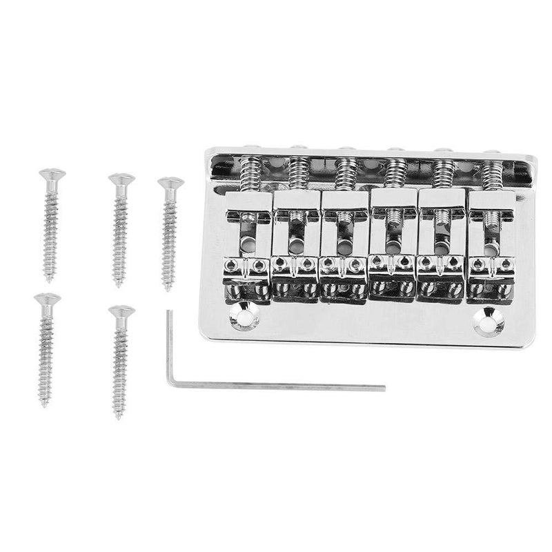 Guitar Bridge, 6 String Metal Fixed Hardtail Tailpiece Bridge Saddle with 5 Pcs Screws for Electric Guitar Bass