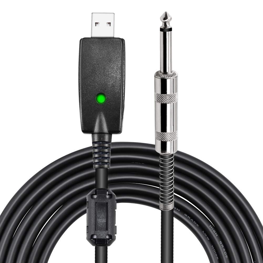 [AUSTRALIA] - USB Guitar Cable 10ft,Yeung Qee USB Interface Male to 6.35mm 1/4" Mono Male Electric Guitar Cable Audio Cable Connector Cords Adapter for Instruments Recording Singing (USB to 6.35 Cable) usb to 6.35 cable,10ft 