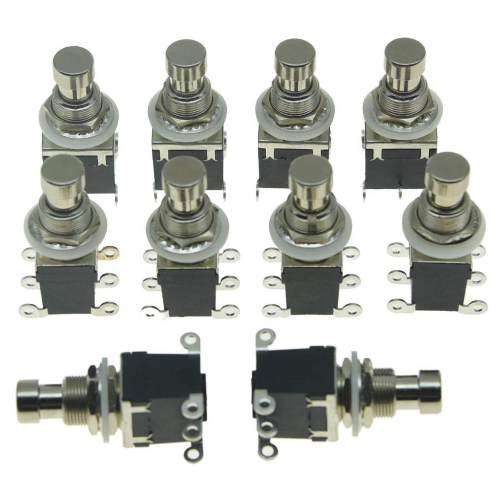[AUSTRALIA] - KAISH Pack of 10 Latching Stomp Push Button 6-Pin DPDT Side Terminals Guitar Effect Pedal Switch Footswitches Black 