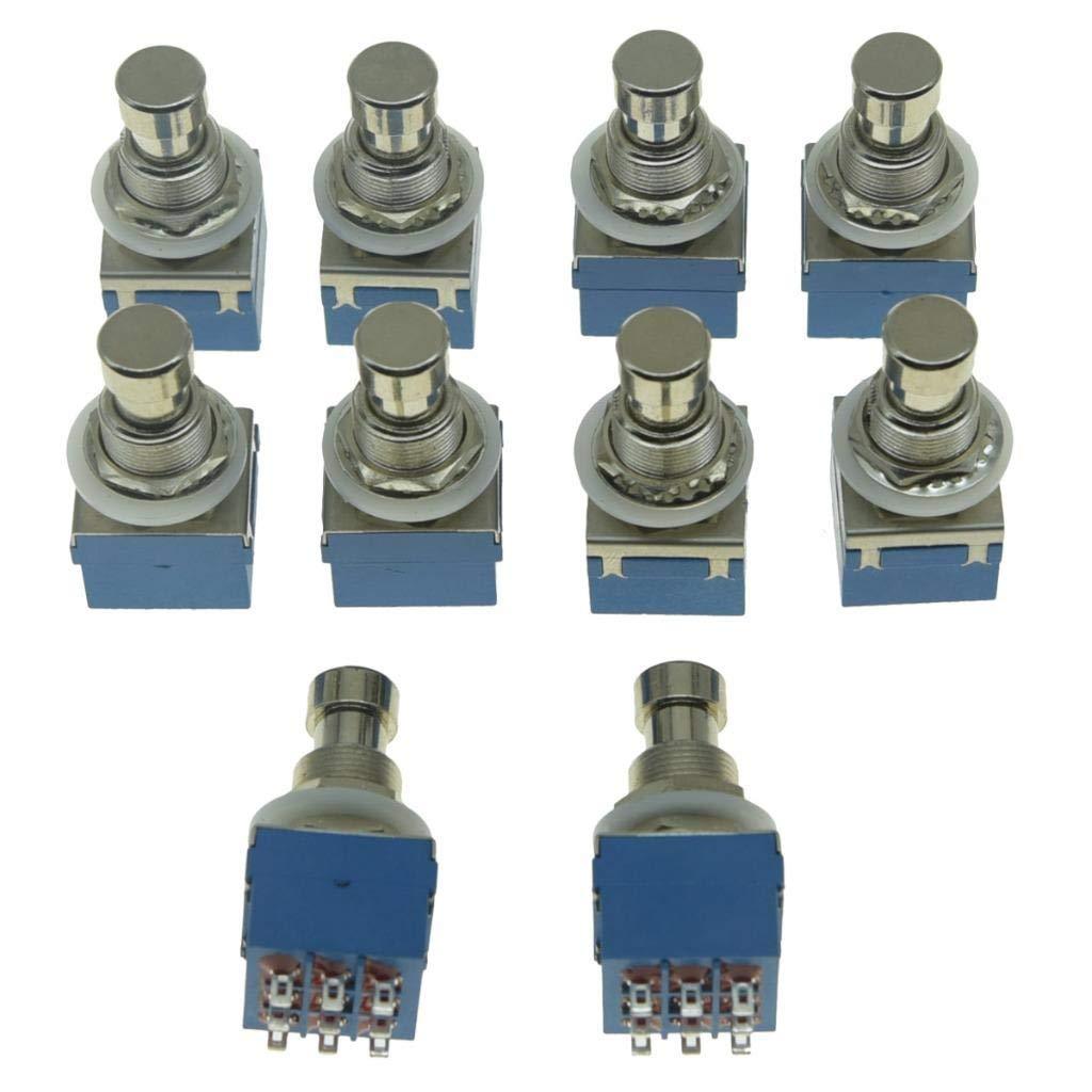 [AUSTRALIA] - KAISH Pack of 10 Box Stomp 9 Pins 3PDT Guitar Effect Pedal Switch Push Button Foot Switch True Bypass Blue 