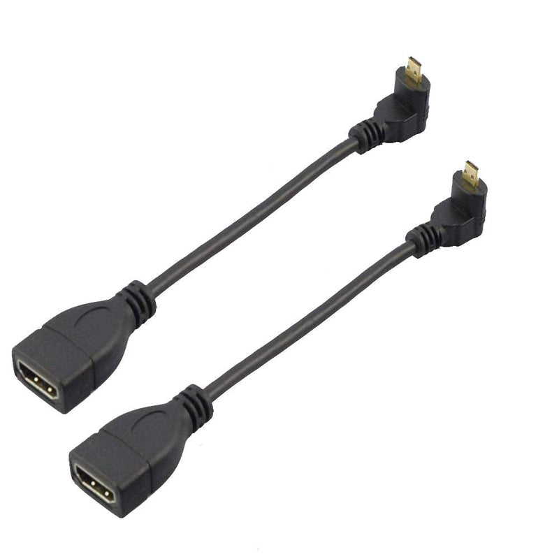 Seadream 2Pack 6" 15CM 90 Degree Down Angled Micro HDMI Male to HDMI Female Cable Adapter Connector (2Pack Down Angled) 2Pack Down Angled