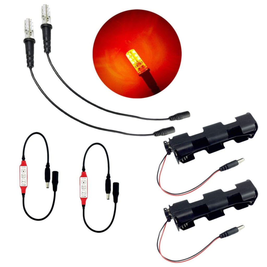 [AUSTRALIA] - 2 pack ember orange fire effect flame simulation LED light props kit with flicker effects control 