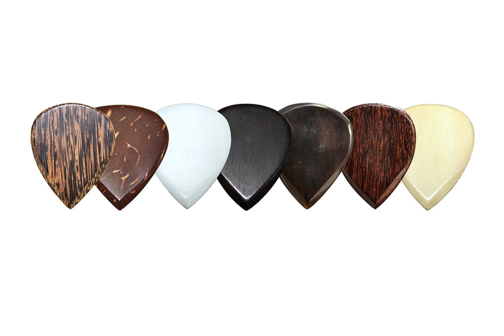 PICKMANN Jazz Exotic Sampler Guitar Picks Plectrums Value Pack for Archtop Jazz Guitar & Electric Guitar Made from Padauk, Coconut, Bone, Ebony, Horn, Tamarind & Haldu