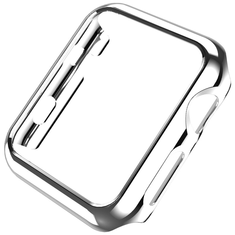 Leotop Compatible with Apple Watch Case 44mm 40mm, Super Thin PC Plated Bumper Protector Shiny Cover Lightweight Slim Shell Shockproof Frame Accessories Compatible iWatch Series 6 5 4 SE(Silver, 44mm) Silver 44 mm