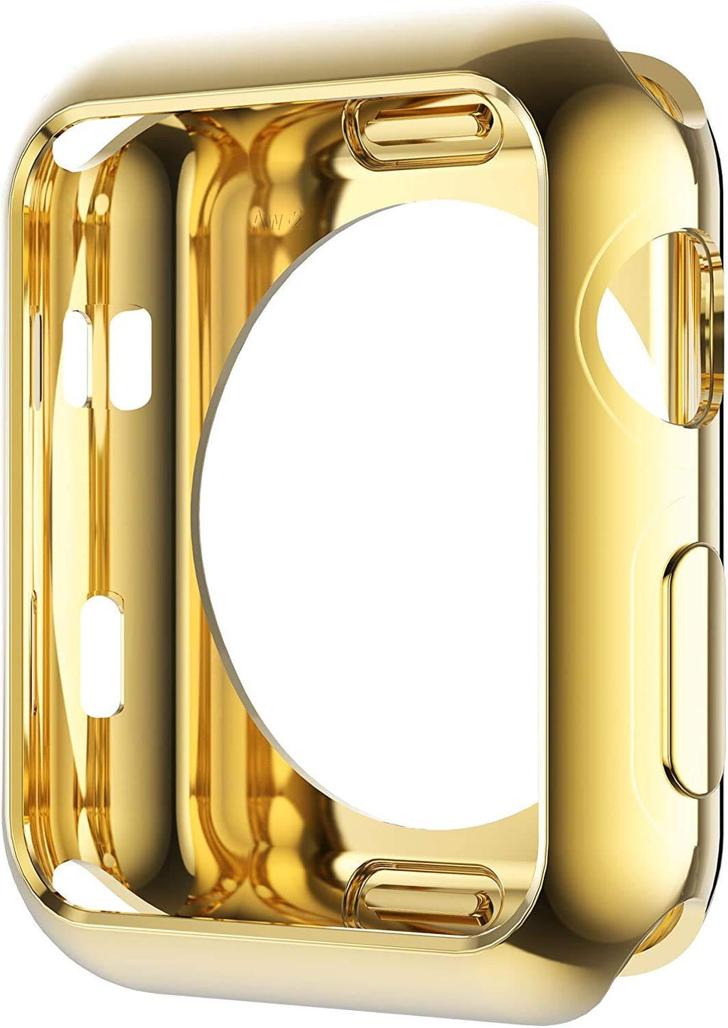 Leotop Compatible with Apple Watch Case 44mm 40mm, Soft Flexible TPU Plated Protector Bumper Shiny Cover Lightweight Thin Guard Shockproof Frame Compatible for iWatch Series 6 5 4 SE(Gold, 44mm) 44 mm Gold
