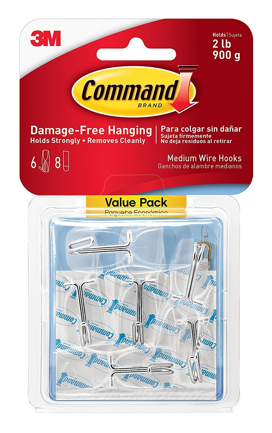 Command Wire Toggle Hook Value Pack TLTL, Medium, Clear, 12-Hooks