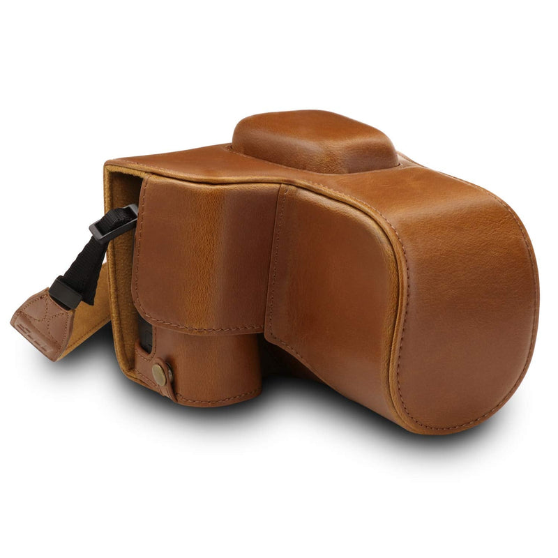 [AUSTRALIA] - Megagear MG1537 Nikon D3500 Ever Ready Leather Camera Case and Strap - Light Brown Compact 