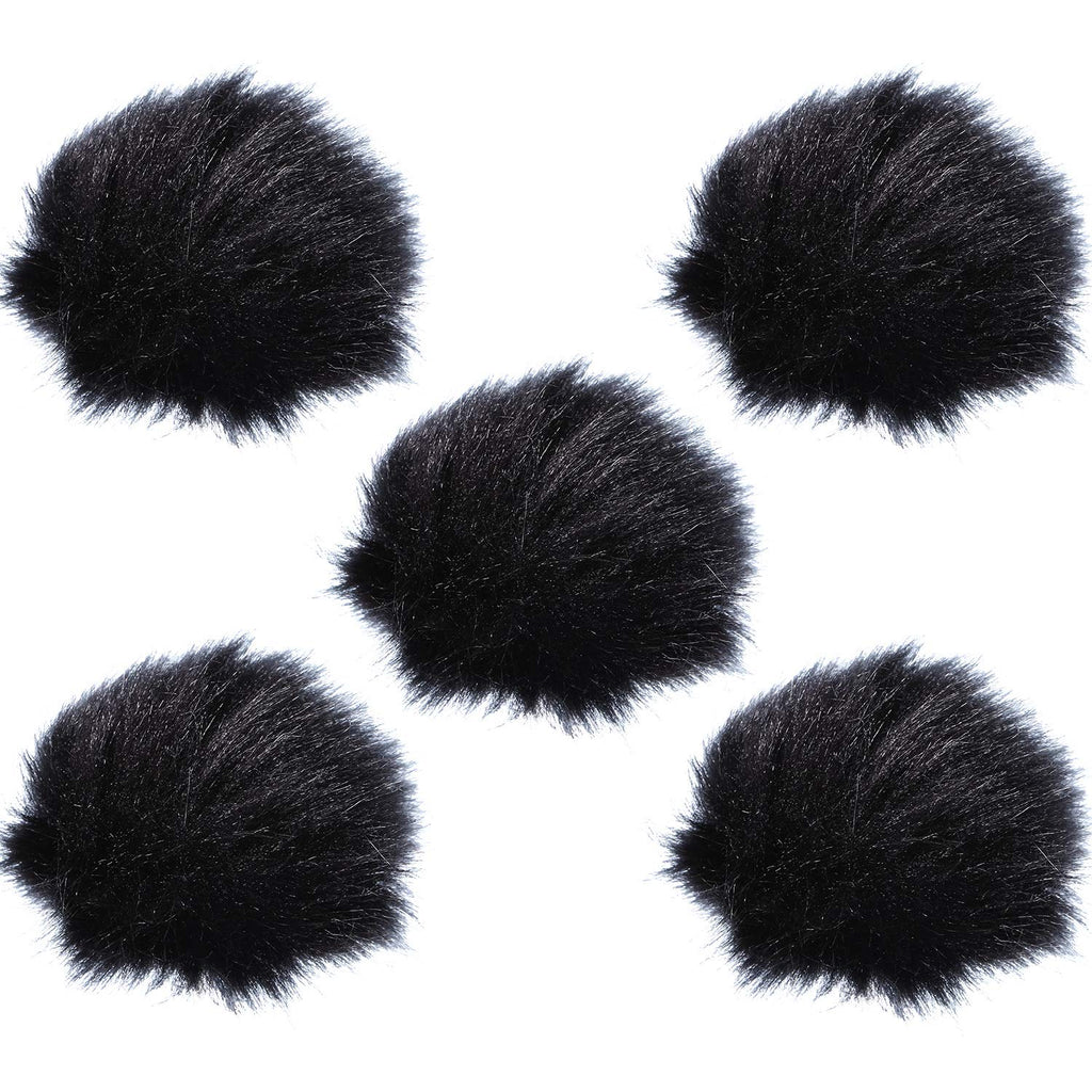 [AUSTRALIA] - TecUnite 5 Pack Mini-size Lapel Lavalier Microphone Furry Windscreen Muff (Black) Black 