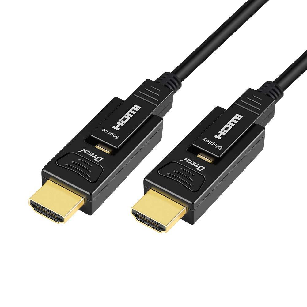 DTECH 32 Feet Fiber Optic HDMI Cable 4K 60Hz YUV 444 18Gbps High Speed Ultra HD with Dual Micro HDMI and Standard HDMI Connector (Black, 10 Meters) 32ft