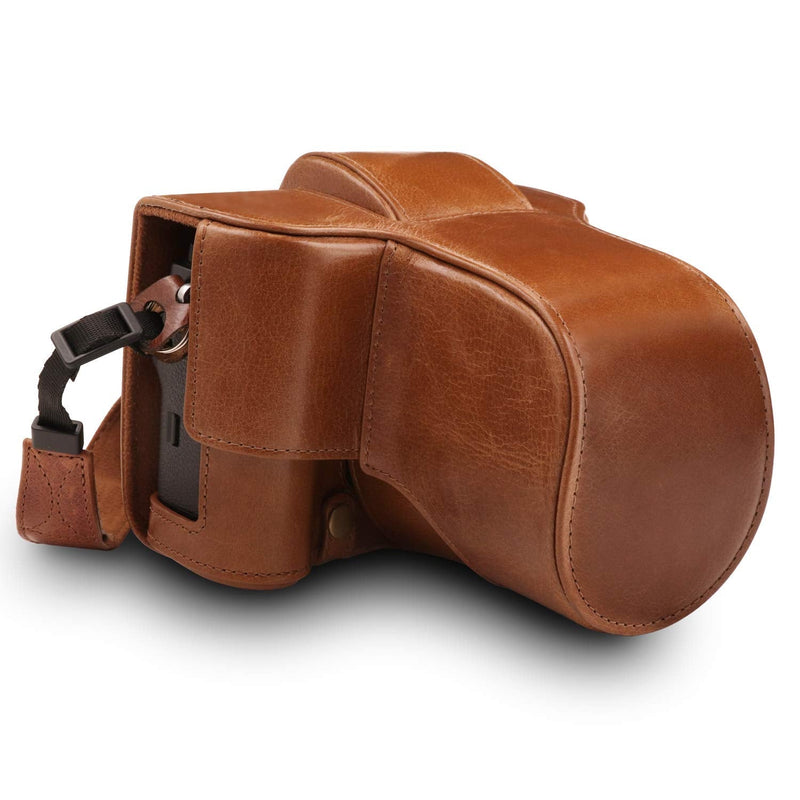 MegaGear MG1551 Ever Ready Genuine Leather Camera Case for Fujifilm X-T3 (XF23mm - XF56mm & 18-55mm Lens) - Brown Compact