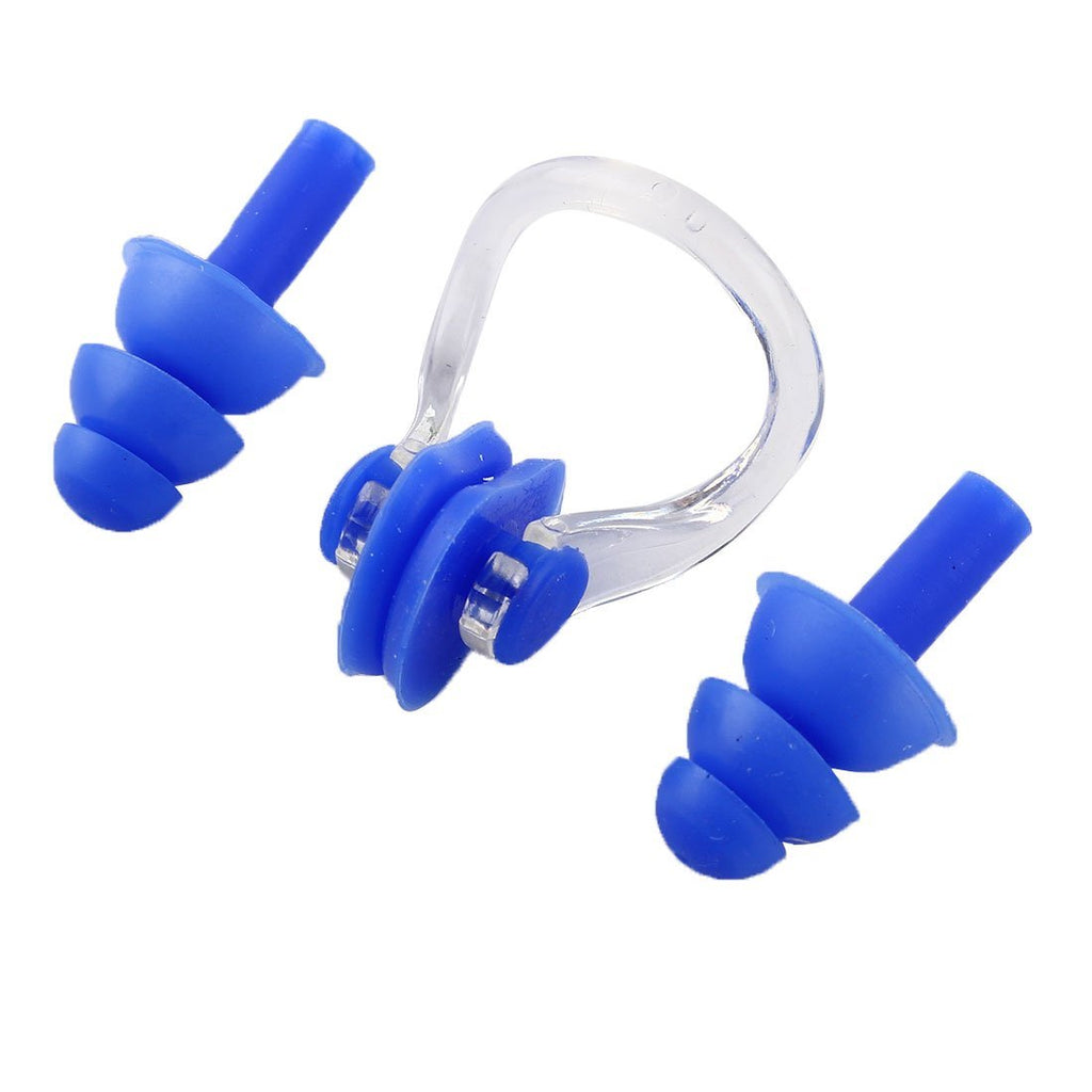 WATER FOXY Swimming Earplugs and Nose Clip - Comfortable Soft Silicone Noseclips & Ear Plugs Perfect for Adults or Kids – Good for Amateur & Experienced Swimmers