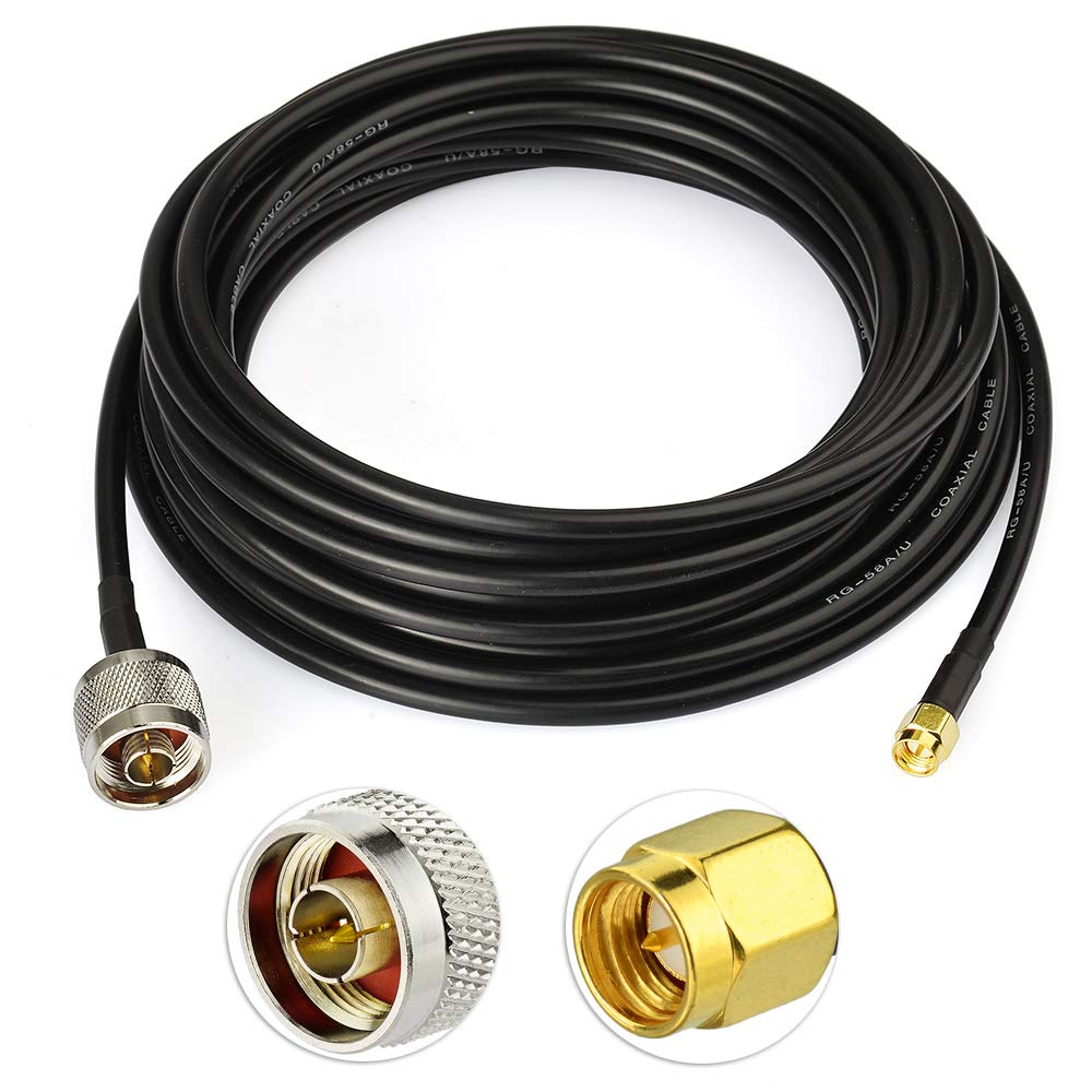 Wlaniot Low Loss N Male to SMA Male with Weatherproof Connectors RG58 Cable（25feet,7.5M） for Celling Antenna 25ft RG58 cable