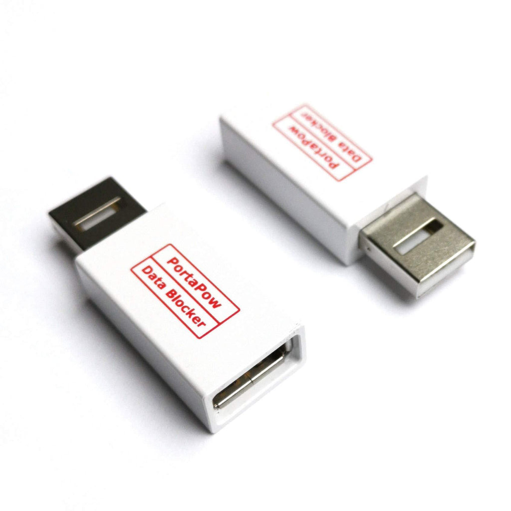 PortaPow USB Data Blocker (White 2 Pack) - Protect Against Juice Jacking White