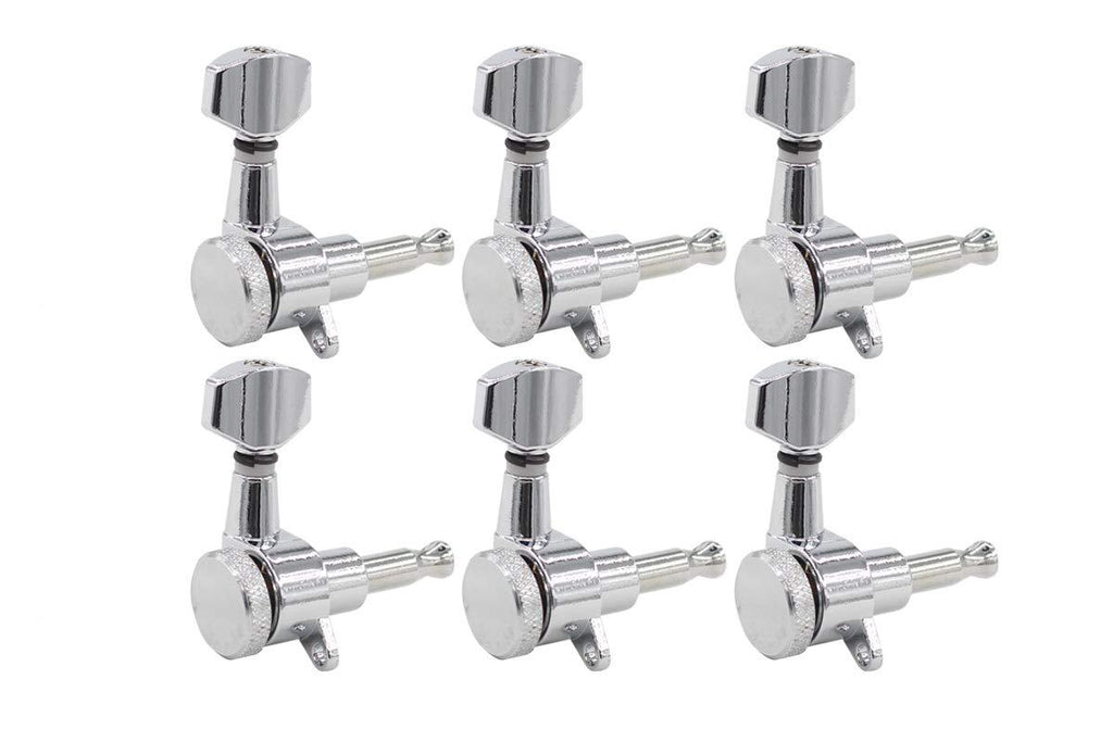 6R Inline Chrome Guitar Locking Tuners Tuning Pegs Keys Machine Heads Right Hand for Fender Stratocaster Telecaster Style Electric Guitar Chrome